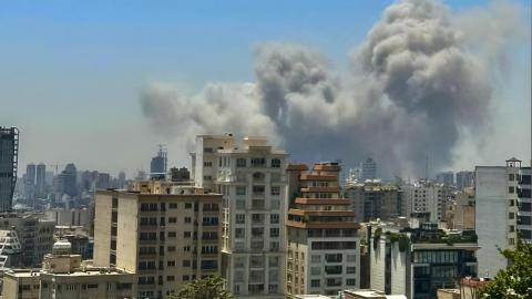 Smoke rises as Israel targets the notorious Evin Prison in north of Tehran, Iran, on June 23, 2025. (Nikan via Getty Images)