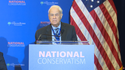 John Fonte appears at the National Conservative Conference to deliver a speech on immigration and democratic sovereignty.
