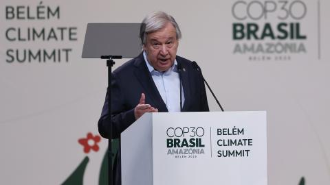 UN Secretary-General Antonio Guterres at the COP30 on November 6, 2025, in Belem, Brazil. (Getty Images)