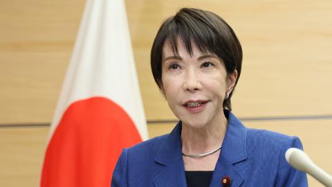 Prime Minister Sanae Takaichi speaks to reporters in Tokyo on November 21, 2025. (Getty Images)