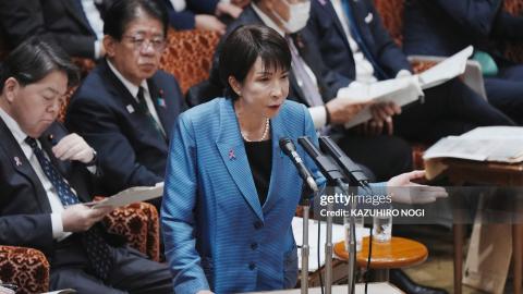 Japan's Prime Minister Sanae Takaichi (C) answers a question during a session of the House of Councillors Budget Committee at the National Diet in Tokyo on November 12, 2025. (Photo by Kazuhiro NOGI / AFP) (Photo by KAZUHIRO NOGI/AFP via Getty Images)