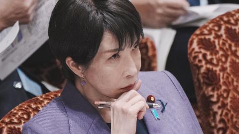 Japan's Prime Minister Sanae Takaichi during a session of the House of Councillors budget committee in the National Diet in Tokyo on December 15, 2025. (Getty Images) Share to Twitter