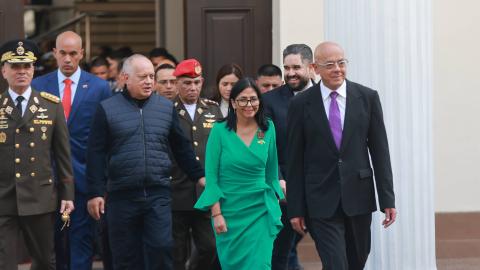 At the opening session of the National Assemblyâs new legislative term, Delcy Rodriguez (2nd R) is sworn in as acting president of Venezuela, pledging loyalty âto Maduro and to Chavezâ in Caracas on January 5, 2026. Venezuelaâs vice president and oil minister was formally sworn in on Monday as interim president, following the capture of President Nicolas Maduro in a US operation over the weekend. Maduro and Flores were captured in an early-morning operation on Saturday by US forces, subsequently flown out 