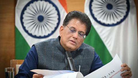  Piyush Goyal, Union Minister of Commerce and Industry addresses a press conference on the recent India and US trade deal at Vanijya Bhawan, on February 7, 2026 in New Delhi, India. Piyush Goyal said that there will be several items which will be subject to a 'zero tariff' rate in the United States as part of the trade deal with India. India and the United States, issued a joint statement on the long-awaited trade deal between the two nations, shedding light on the terms of the agreement addressed by both c