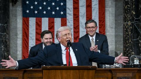 President Donald Trump delivers the State of the Union address in the House Chamber at the Capitol on February 24, 2026, in Washington, DC. (Getty Images) Share to Twitter