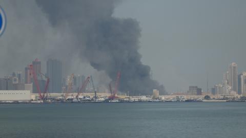 Smoke rises after Iran carried out a missile strike on the headquarters of the US Navy’s 5th Fleet in Manama, Bahrain, on February 28, 2026. (Getty Images)