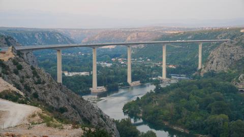  Sept. 4, 2024 shows the Hercegovina Bridge along the Pocitelj - Zvirovici subsection project, part of the pan-European Corridor Vc highway, in Capljina, Bosnia and Herzegovina BiH. A subsection of a new highway in Bosnia and Herzegovina BiH, constructed by a consortium of Chinese and Azerbaijani companies, opened on Thursday. According to representatives from one of the constructors China State Construction Engineering Corporation CSCEC, the Pocitelj - Zvirovici subsection project, part of the pan-European