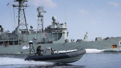 HMAS Melbourne conducting Maritime security Operations in the Persian Gulf and Indian Ocean. (Handout/Royal Australian Navy)