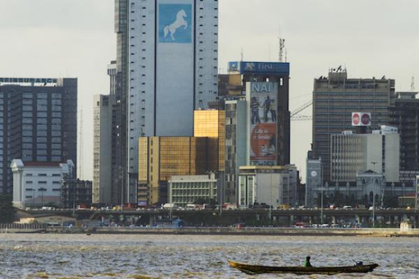The harbor sea wall on Victoria Island, Lagos, Nigeria. (Wayne Parsons/Getty Images)