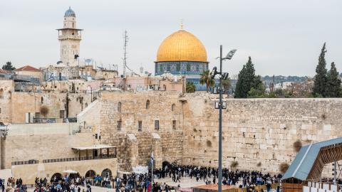 Dome of the rock and wailing wall in Jerusalem, Israel