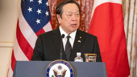 Secretary of State Antony J. Blinken hosts a joint press availability with Secretary of Defense Lloyd J. Austin III, Japanese Foreign Minister Yoshimasa Hayashi, and Japanese Defense Minister Yasukazu Hamada at the U.S. Department of State in Washington, D.C., on January 11, 2023. [State Department photo by Freddie Everett/ Public Domain]