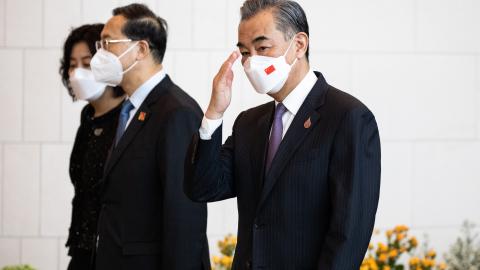 BANGKOK, THAILAND - NOVEMBER 18: China Foreign Minister Wang Yi enters the APEC Economic Leaders Retreat on Balanced, Inclusive and Sustainable Growth in the Queen Sirikit National Convention Center on November 18, 2022 in Bangkok, Thailand. Thailand is hosting the APEC meetings this year, which will culminate in the leaders' meetings which will run from Nov. 17 to 19. (Photo by Lauren DeCicca/Getty Images)