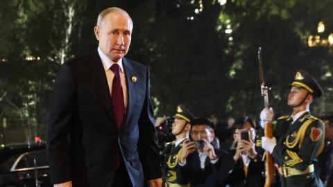 Russian President Vladimir Putin arrives to the Third Belt and Road Forum on October 17, 2023, in Beijing, China. (Contributor via Getty Images)