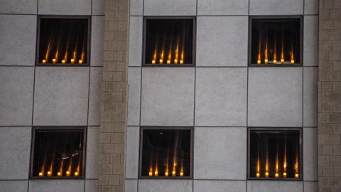 Candles lit to commemorate June 4 in Hong Kong, China, on June 4, 2024. (Vernon Yuen/NurPhoto via Getty Images)