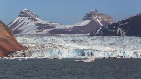 The view of a melting glacier in Svalbard, Norway, on June 22, 2024. (Photo by Zhao Dingzhe/Xinhua via Getty Images)