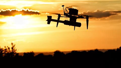 A drone takes off into the sky on June 28, 2024, in Donetsk Oblast, Ukraine. (Yan Dobronosov/Global Images Ukraine via Getty Images)