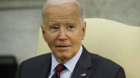 United States President Joe Biden meets with Slovenian Prime Minister Robert Golob on October 22, 2024, in Washington, DC. (Kevin Dietsch via Getty Images)