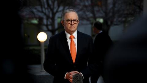 Anthony Albanese at Parliament House on May 15, 2024, in Canberra, Australia. (Tracey Nearmy via Getty Images)