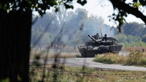 Ukrainian tank driving on September 16, 2024, in Kursk Region, Russia. (Oleg Palchyk via Getty Images)