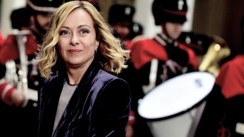 Giorgia Meloni in the courtyard of Palazzo Chigi before a meeting on December 4, 2024, in Rome, Italy. (Simona Granati/Corbis via Getty Images)