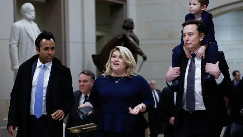 Elon Musk, Vivek Ramaswamy, and Rep. Kat Cammack after a meeting at the United States Capitol on December 5, 2024, in Washington, DC. (Anna Moneymaker via Getty Images)