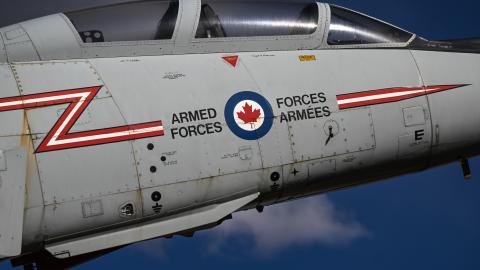 Cockpit of the Royal Canadian Air Force military plane on April 10, 2024, in Edmonton, Alberta, Canada. (Artur Widak/NurPhoto via Getty Images)