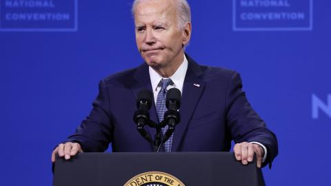 Former US President Joe Biden speaks on July 16, 2024, in Las Vegas, Nevada. (Mario Tama via Getty Images)