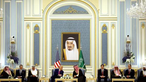 President Donald Trump meets with Saudi Crown Prince Mohammed bin Salman at the Saudi Royal Court on May 13, 2025, in Riyadh, Saudi Arabia.  (Win McNamee via Getty Images)
