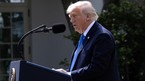 President Donald Trump speaks before signing the Take it Down Act on May 19, 2025, at the White House. (Tom Brenner via Getty Images)