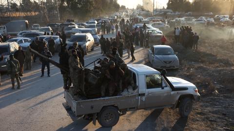 Syrian government forces are deployed near Al-Aqtan prison on January 19, 2026 in Raqqa, Syria. Yesterday, the Syrian government announced that a nationwide ceasefire deal had been reached with the Kurdish-led Syrian Democratic Forces (SDF), who had been clashing with government forces in recent weeks. The Kurdish-led force, a long-time ally of the United States in the fight against ISIS, had controlled large swaths of northwest Syria during the years of the country's civil war. The current ceasefire paves 