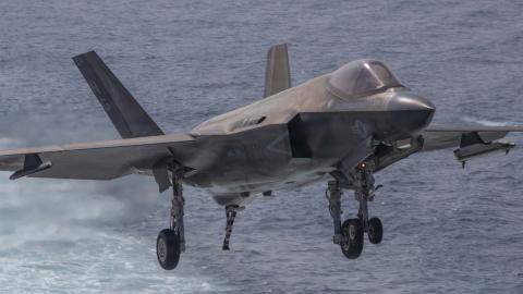 An F-35C Lightning II, attached to Marine Fighter Attack Squadron (VMFA) 314, prepares to make an arrested landing on the flight deck of Nimitz-class aircraft carrier USS Abraham Lincoln (CVN 72) on Jan. 24, 2026. The Abraham Lincoln Carrier Strike Group is underway conducting routine operations in the U.S. 7th Fleet area of operations. Units assigned to 7th Fleet conduct regular Indo-Pacific patrols to deter aggression, strengthen alliances and partnerships, and advance peace through strength. (U.S. Navy p