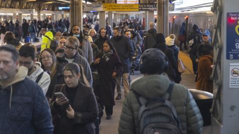 Commuters at the LIRR Station on January 12, 2026, in Queens, New York. ( Getty Images)