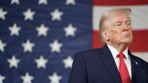 President Donald Trump speaks during a visit to Fort Bragg in North Carolina on February 13, 2026. (Getty Images)