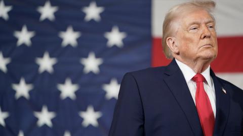 President Donald Trump speaks during a visit to Fort Bragg in North Carolina on February 13, 2026. (Getty Images)