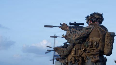 U.S. Marines with Lima Company, Battalion Landing Team 3rd Battalion, 1st Marine Regiment, 31st Marine Expeditionary Unit, conduct a live fire deck shoot aboard the amphibious assault ship USS Tripoli (LHA 7), Philippine Sea, March 16, 2026. The 31st MEU is a persistent, combat credible force operating aboard the ships of the Tripoli Amphibious Ready Group in the U.S. 7th fleet area of operations, routinely interacting and operating with our allies and partners to contribute to deterrence, security, crisis 