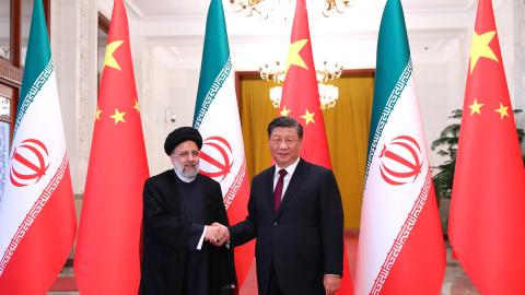 Iranian President Ebrahim Raisi and Chinese President Xi Jinping in Beijing, China, on February 14, 2023. (Getty Images) 