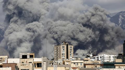 Smoke rises over a targeted site in Tehran as a series of explosions are heard on March 1, 2026. (Getty Images)