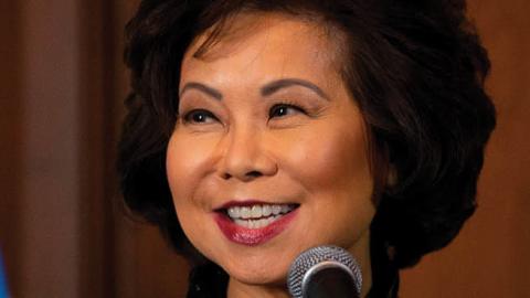 US Secretary of Transportation Elaine Chao speaks during a news conference at the US Environmental Protection Agency headquarters in Washington, DC, on September 19, 2019. (ALASTAIR PIKE/AFP via Getty Images)