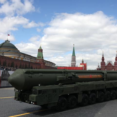 A Russian Yars intercontinental ballistic missile launcher in Moscow on May 9, 2025. (Getty Images)