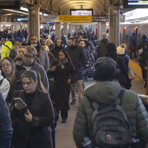Commuters at the LIRR Station on January 12, 2026, in Queens, New York. ( Getty Images)