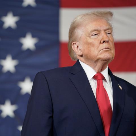 President Donald Trump speaks during a visit to Fort Bragg in North Carolina on February 13, 2026. (Getty Images)
