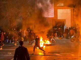 Iranians gather while blocking a street during a protest in Tehran, Iran, on January 9, 2026. (Getty Images) Share to Twitter