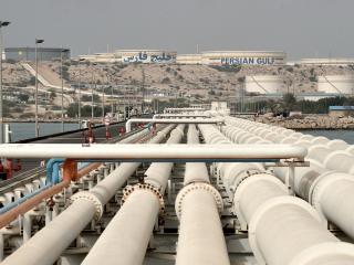 A general view of the Port of Kharg Island Oil Terminal, 25 km from the Iranian coast in the Persian Gulf and 483 km northwest of the Strait of Hormuz, in Iran on March 12, 2017. Kharg Island Oil Terminal brings Iranian oil to the world market. The oil terminal is the world's largest open oil terminal, with 95% of Iran's crude oil exports coming through it. (Photo by Fatemeh Bahrami/Anadolu Agency/Getty Images)