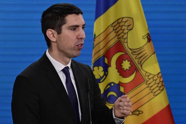 Mihai Popoi delivers a press conference at the Foreign Ministry in Berlin, on April 9, 2024. (Photo by John Macdougall/AFP via Getty Images)