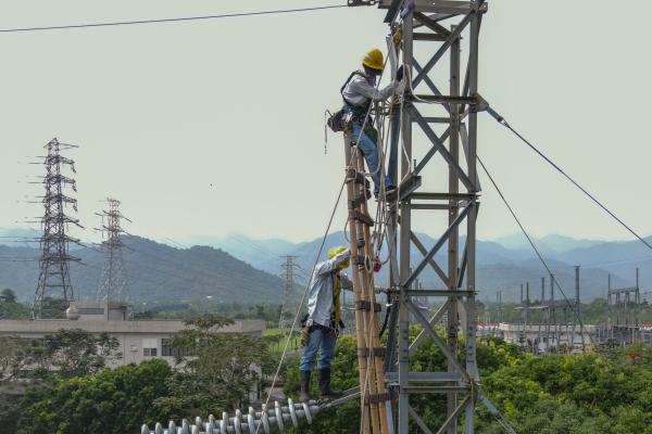 Taiwan Power Company workers during a training exercise in Yilan, Taiwan, on April 23, 2024. (Sam Yeh/AFP Getty Images)