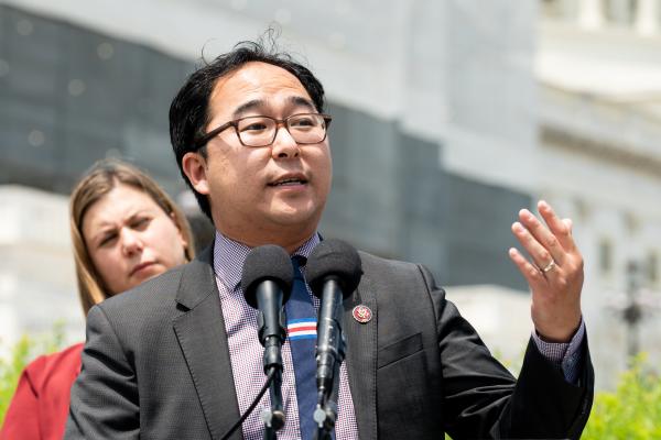 US Representative Andy Kim speaking at the Capitol in Washington, DC. (Michael Brochstein/SOPA Images via Getty Images)