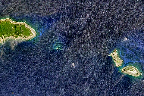 Satellite image of the Senkaku Islands, April 1, 2016 