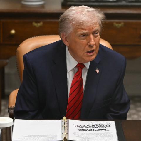 US President Donald Trump speaks during a roundtable discussion in the Roosevelt Room of the White House in Washington, DC, on December 10, 2025. (Getty Images) Share to Twitter
