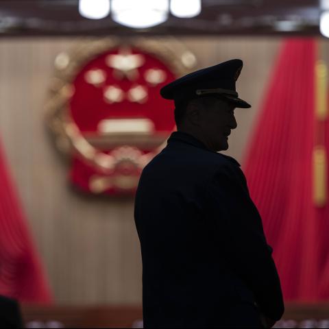 Members of the Chinese Military delegation before the closing session of the National People's Congress at the Great Hall of the People on March 12, 2026, in Beijing, China. (Getty Images)