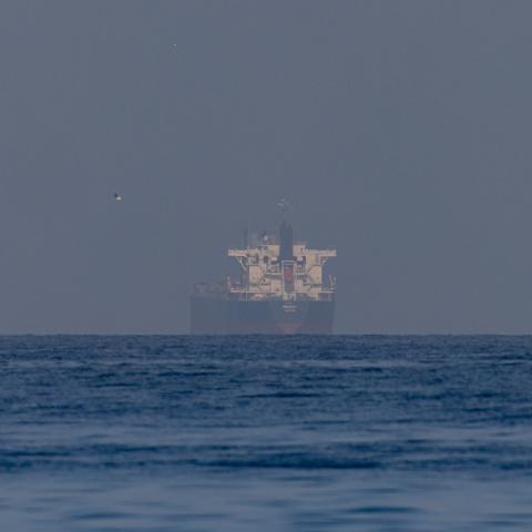 Bulk Carrier, Belray, in the Gulf, near the Strait of Hormuz on March 22, 2026 in northern Ras al Khaimah, United Arab Emirates. In a statement yesterday, the UAE and nearly two dozen other countries issued a joint statement condemning Iran's "attacks by Iran on unarmed commercial vessels in the Gulf, attacks on civilian infrastructure including oil and gas installations, and the de facto closure of the Strait of Hormuz by Iranian forces." Maritime traffic through the strait, which conveys about 20% of the 